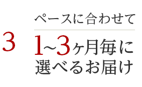 3 ペースに合わせて1～3ヶ月毎に選べるお届け